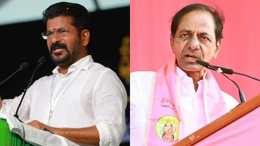 <div class="paragraphs"><p>Telangana CM A Revanth Reddy (L) and BRS chief K Chandrashekar Rao</p></div>